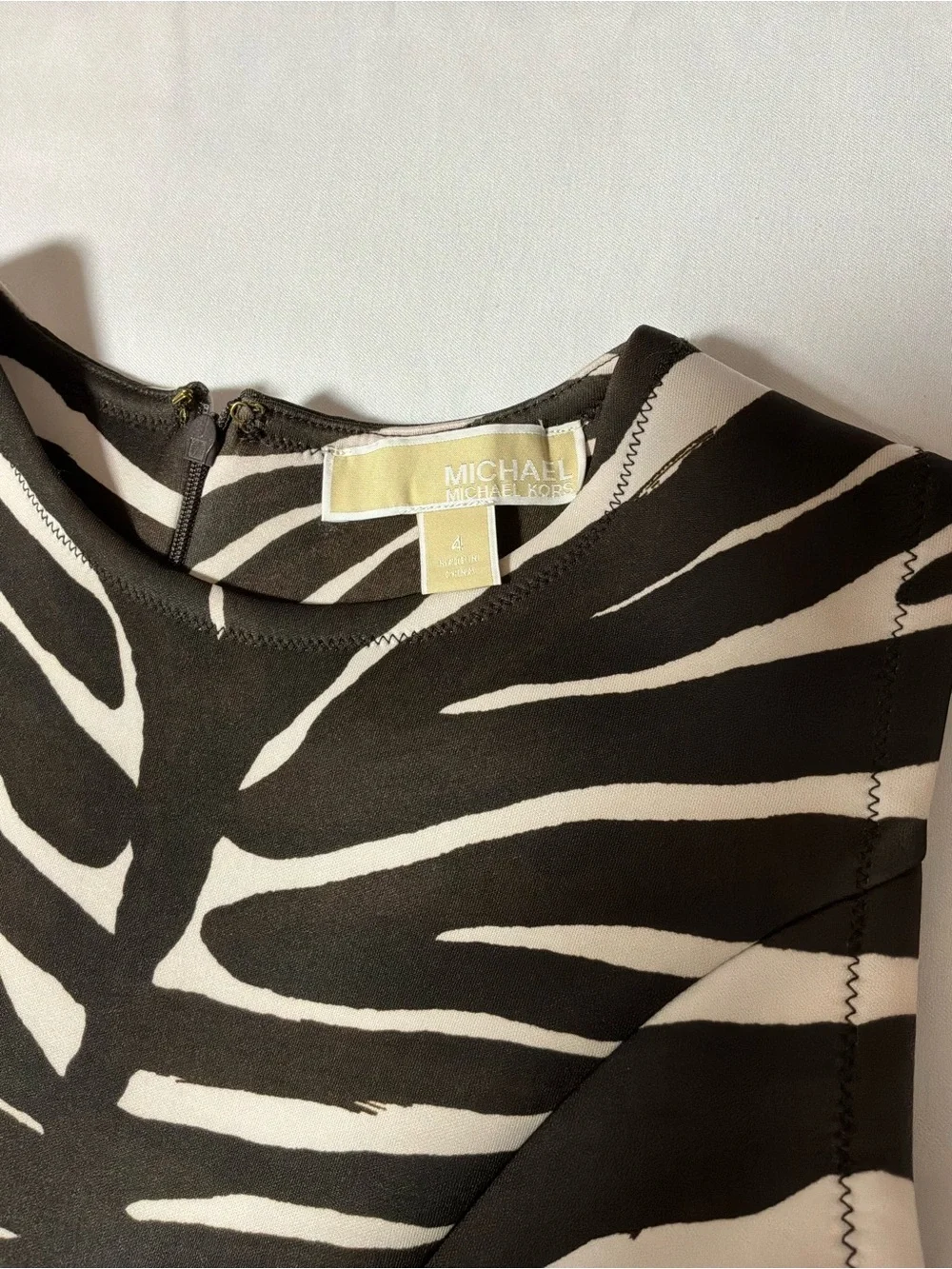 MICHAEL Michael Kors Zebra Print Fit & Flare Dress Black White Size 4